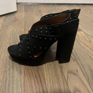 H HALSTON Black Suede Platform Heel